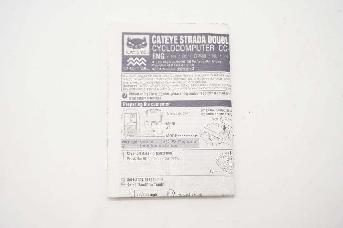 CATEYE「キャットアイ」 STRADA DOUBLE WIRELESS CC-RD400DW サイクルコンピューター/ 京都西院店