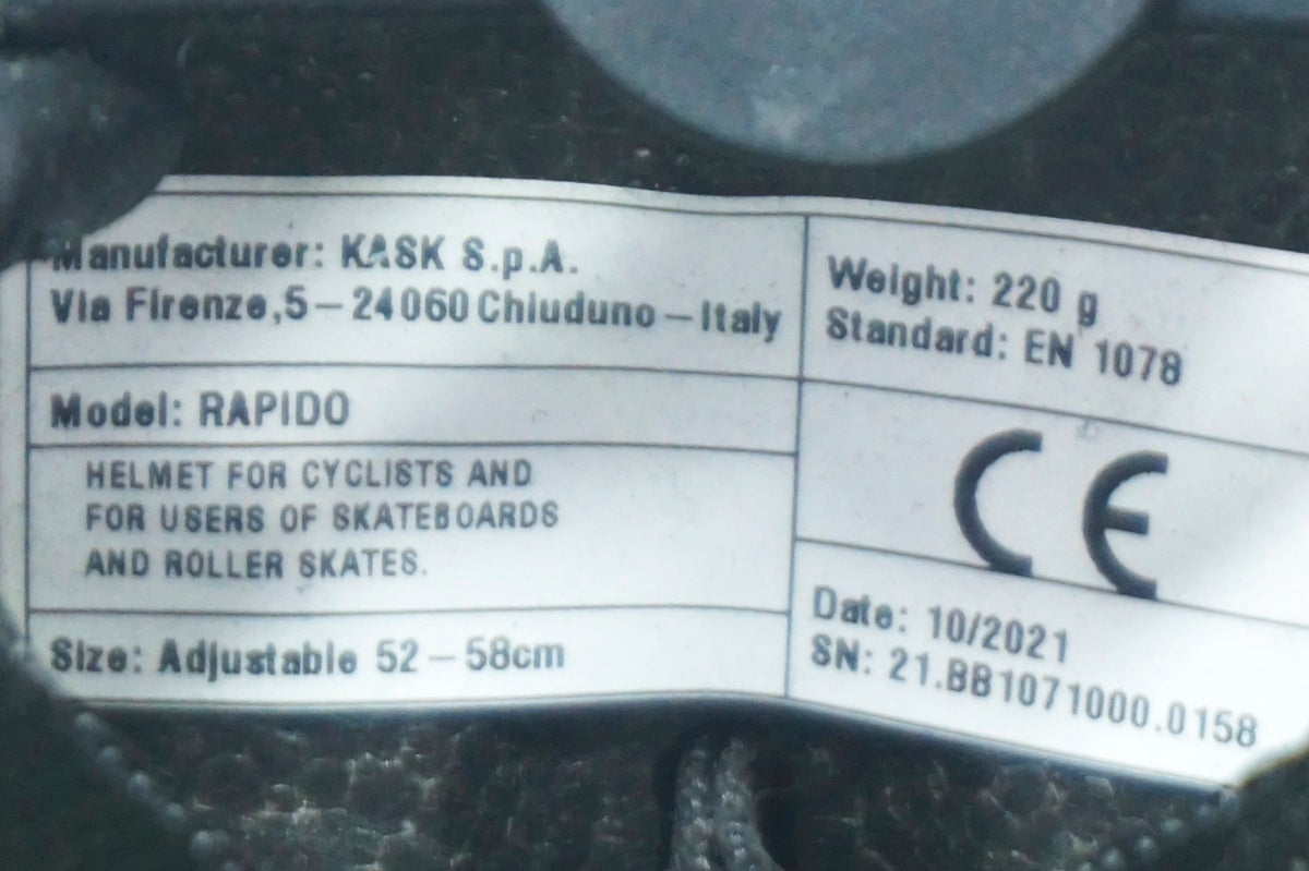 KASK 「カスク」 RAPIDO 52-58cm ヘルメット / 大阪門真店