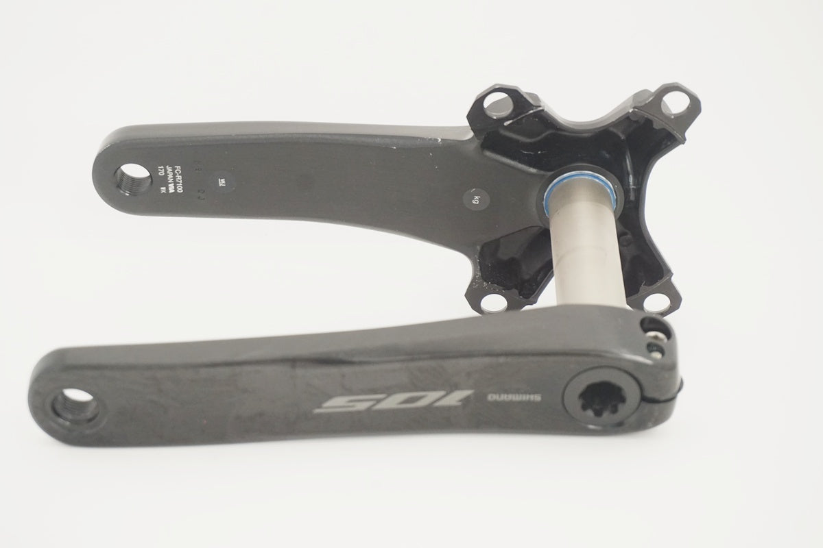 Shimano 105 クランクアーム 170mmブラック Shimano 105 FC-R7100 Crankset - 170mm, 12-Speed, 50/34t, 110